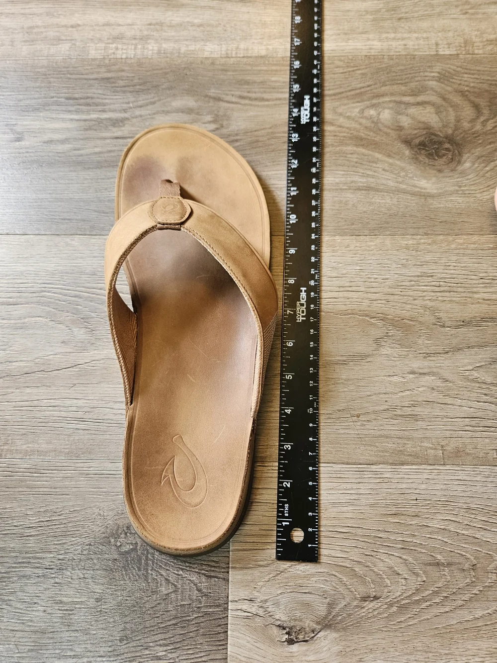 OluKai Tuahine Men's Waterproof Leather Sandals Flip Flops Tan Size 15